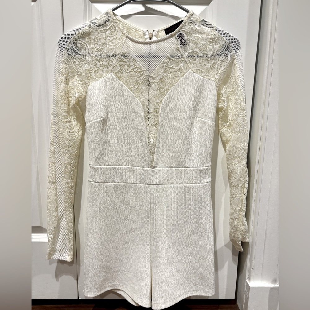 White romper with lace, size small
